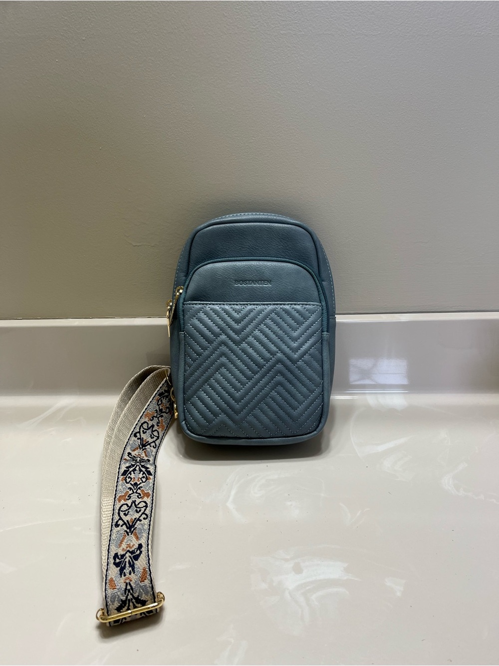 Blue Quilted Crossbody Sling Bag for Women